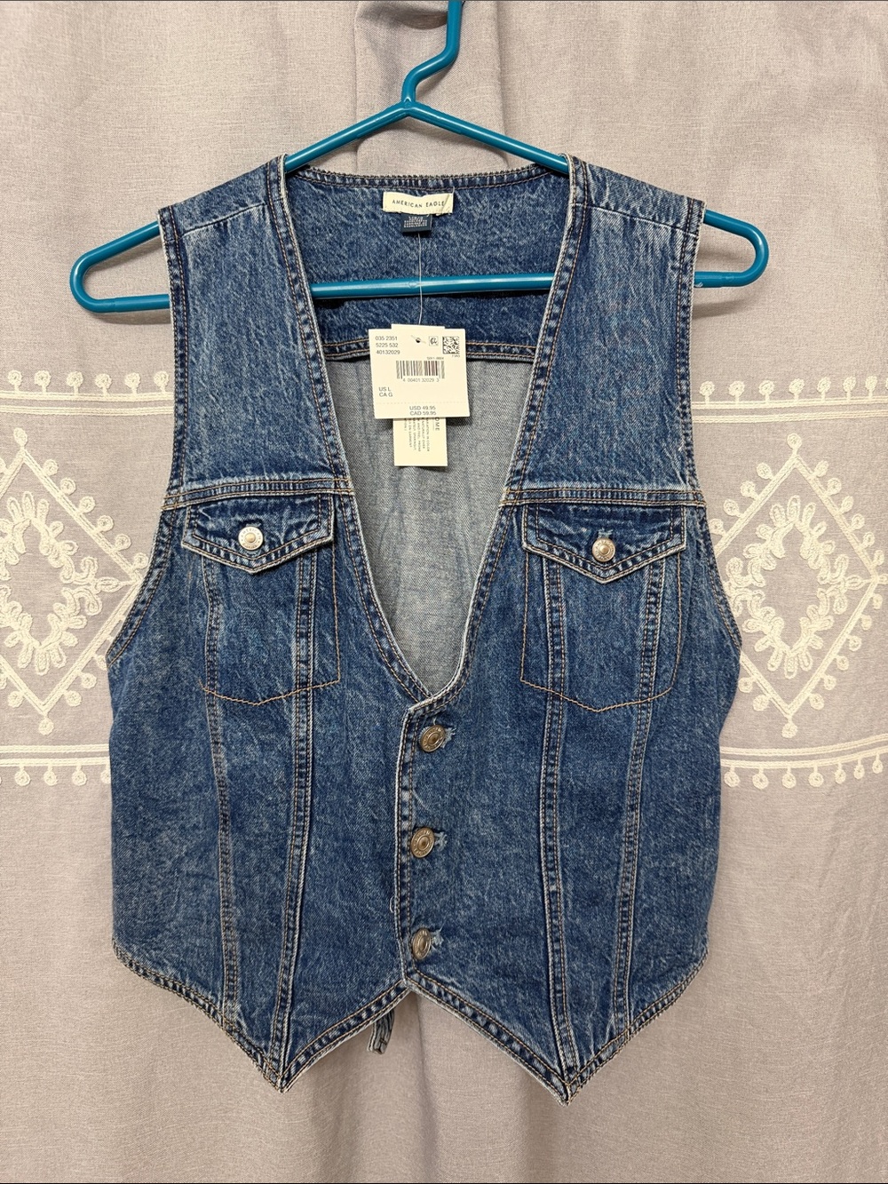 American Eagle Denim Vest L